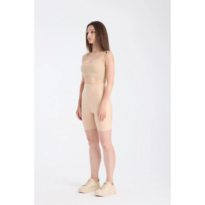 Silikon Bantlı Yüksek Bel Etkili Toparlayıcı Lazer Kesim İz Yapmayan Hayalet Paçalı Korse