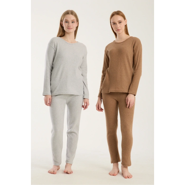 Kadın Uzun Kollu Pamuklu Pijama Takımı Rahat Kalıp, Şık ve Yumuşak Dokulu