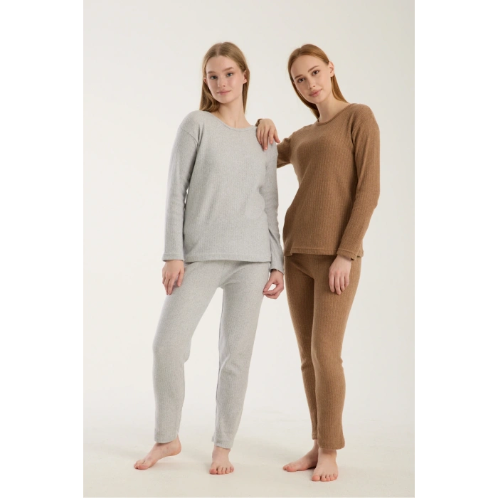 Kadın Uzun Kollu Pamuklu Pijama Takımı Rahat Kalıp, Şık ve Yumuşak Dokulu