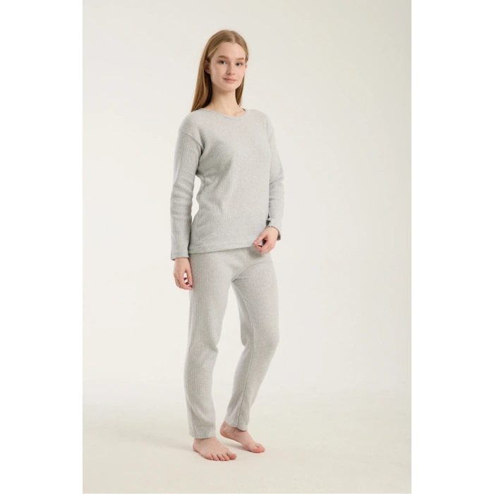 Kadın Uzun Kollu Pamuklu Pijama Takımı Rahat Kalıp, Şık ve Yumuşak Dokulu