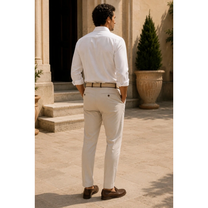 Erkek Tensel Kumaş Slim Fit Uzun Kollu Gömlek