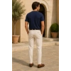 Erkek Merserize Kumaş Slim Fit T-Shirt Lacivert