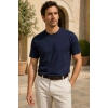 Erkek Merserize Kumaş Slim Fit T-Shirt Lacivert