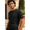 Erkek Merserize Kumaş Slim Fit T-Shirt Siyah