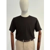 Erkek Merserize Kumaş Slim Fit T-Shirt Siyah
