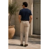 Erkek Merserize Kumaş Slim Fit T-Shirt Lacivert