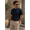 Erkek Merserize Kumaş Slim Fit T-Shirt Lacivert