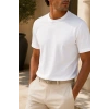 Erkek Merserize Kumaş Slim Fit T-Shirt Beyaz