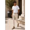 Erkek Merserize Kumaş Slim Fit T-Shirt Beyaz