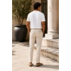 Erkek Merserize Kumaş Slim Fit T-Shirt Beyaz