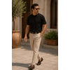 Erkek Merserize Kumaş Slim Fit T-Shirt Siyah