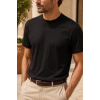 Erkek Merserize Kumaş Slim Fit T-Shirt Siyah
