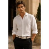 Erkek Tensel Kumaş Slim Fit Uzun Kollu Gömlek