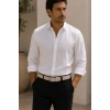 Erkek Tensel Kumaş Slim Fit Uzun Kollu Gömlek