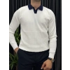LACİVERT DETAYLI POLO YAKA TRİKO
