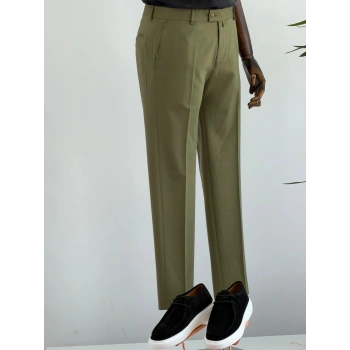Haki Renk Kumaş Pantolon Slim Fit