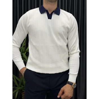LACİVERT DETAYLI POLO YAKA TRİKO