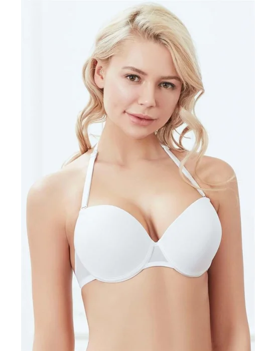 Kadın Balenli Desteksiz Dolgusuz Askıları Çıkabilen Sırtı Şeffaf Sırt Dekoltesi Sütyeni (3747)