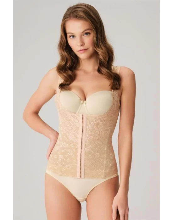 Kadın Toparlayıcı Bel İnceltici Dikişli Büyük Beden Kancalı Geniş Askı Sıkı Yelek Korse (2506)