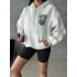 3 iplik şardonlu oversize kafa baskılı sweat beyaz