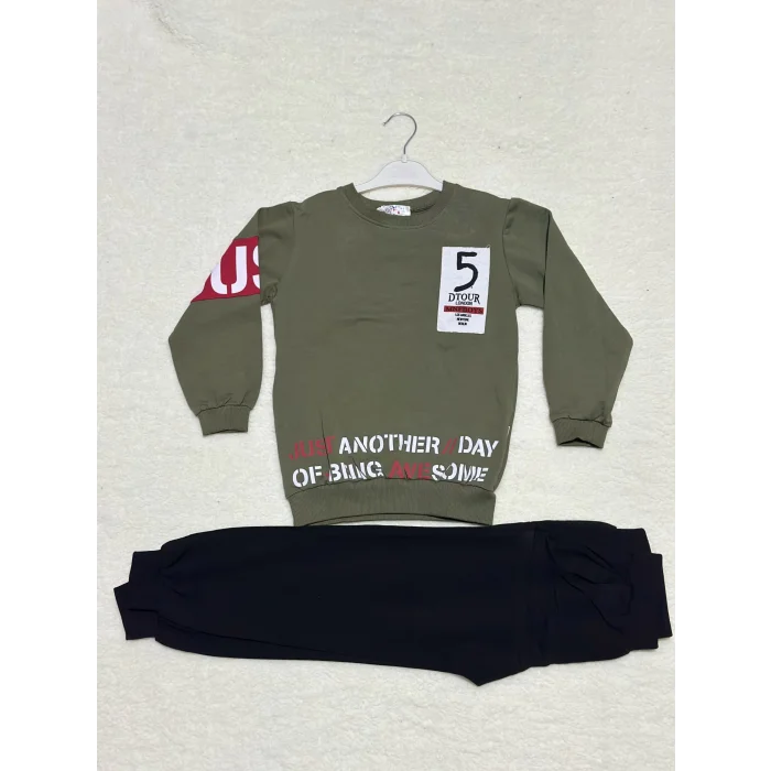 8-9 yaş 5 dtour baskoı alt üst takım haki erkek çocuk takım