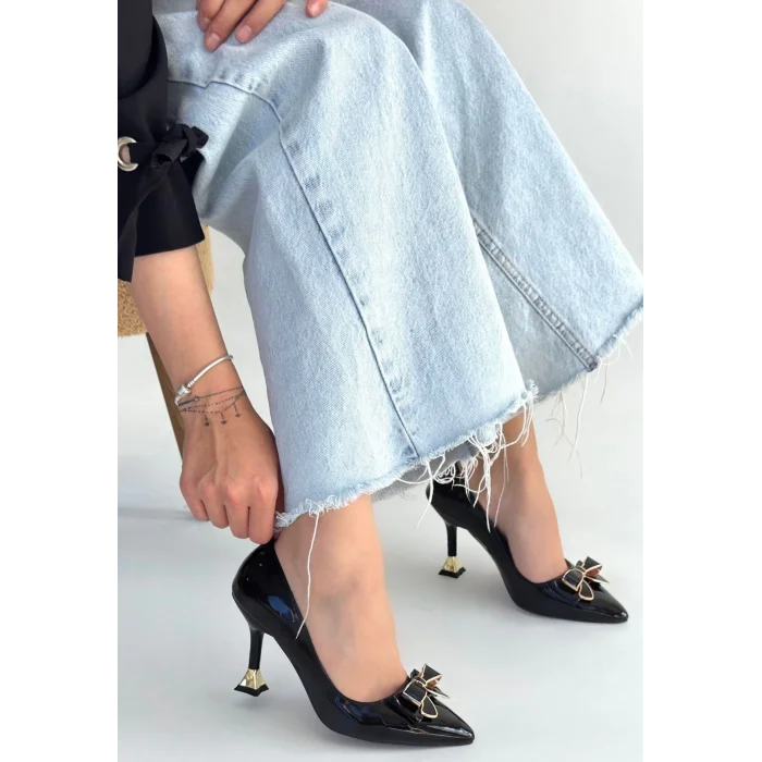 Coby Siyah Rugan Topuklu Ayakkabı