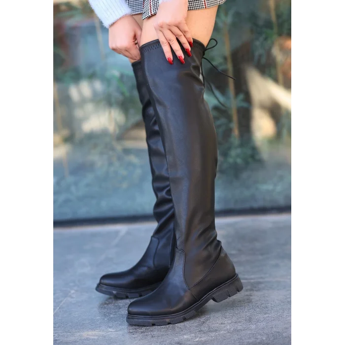 Iyan Siyah Cilt Çorap Çizme