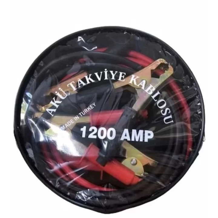 2 Metre Akü Takviye Şarj Kablosu 1200 Amper Çantalı - Siyah