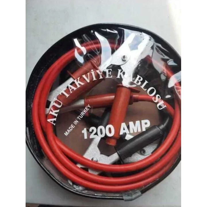 2 Metre Akü Takviye Şarj Kablosu 1200 Amper Çantalı - Siyah