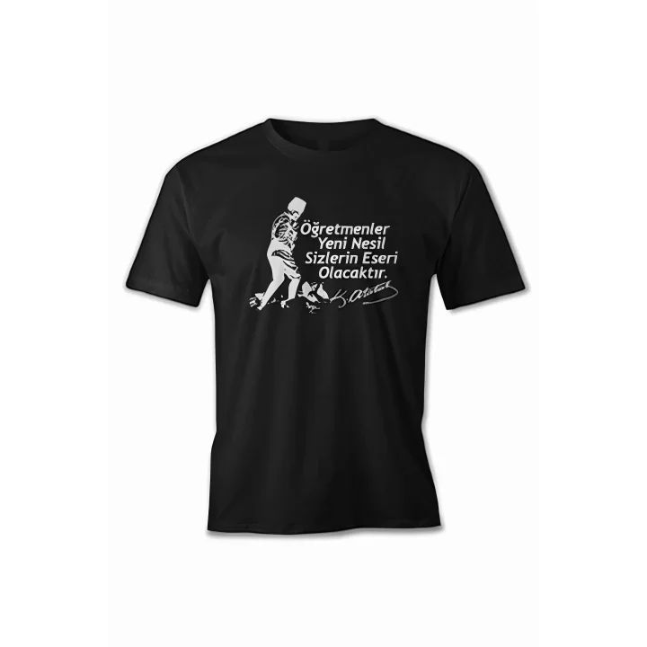 24 Kasım Öğretmenler Baskılı T-shirt - Siyah
