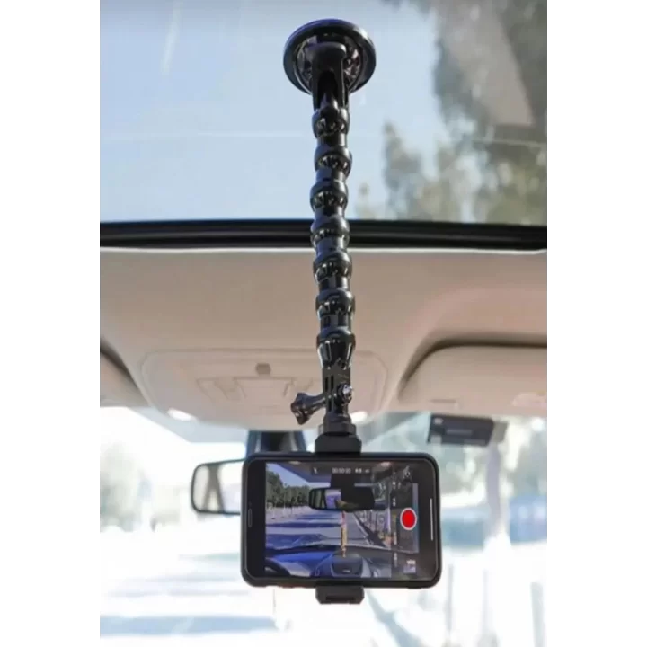 Akrobat Vantuzlu Teleskobik Telefon Tutucu - Siyah