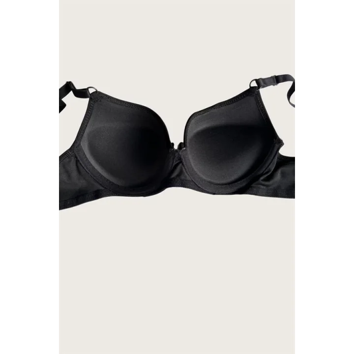 Arias Closet Siyah-Kırmızı 2li Mikro Kumaş Push Up Dolgulu Balenli Günlük Destekli Sütyen