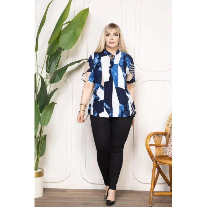 Bebe yaka püskül Detaylı Bluz- Desenli