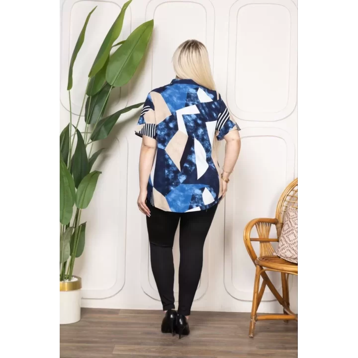 Bebe yaka püskül Detaylı Bluz- Desenli