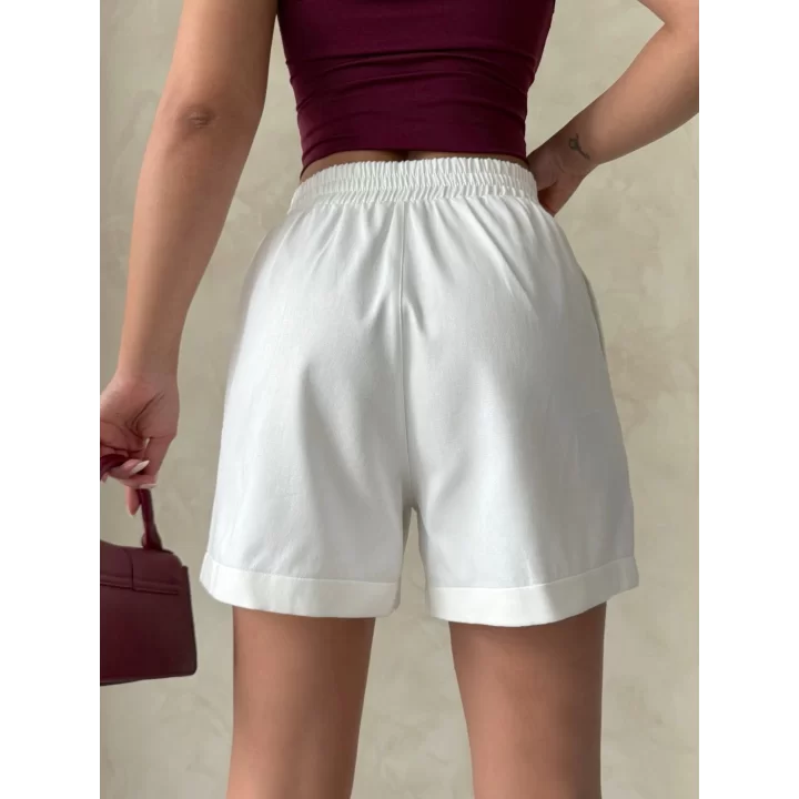 Beli lastikli çift çıtlı şort