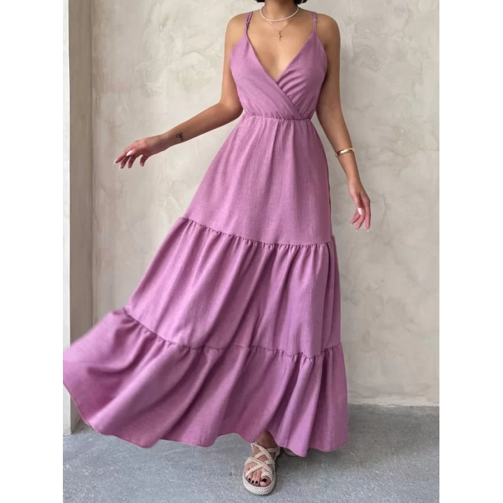 Fırfırlı katlı elbise s255049