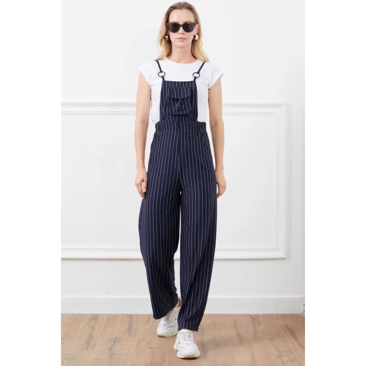 İp askılı beli lastikli tulum