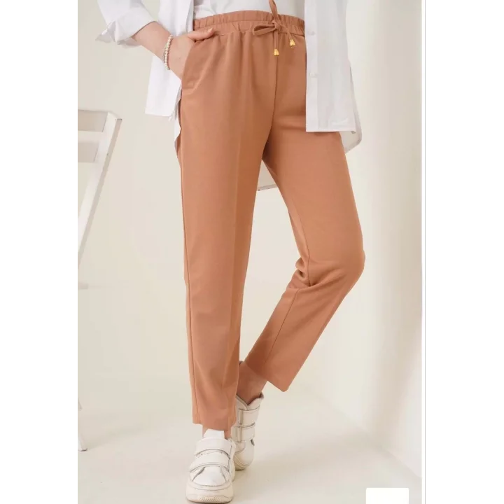 Kadın Tam Kalıp Basic Eşofman Pantolon - Kahverengi
