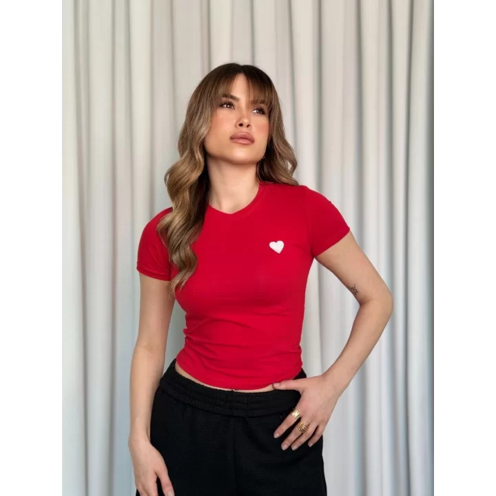 Kalpli kırmızı bluz