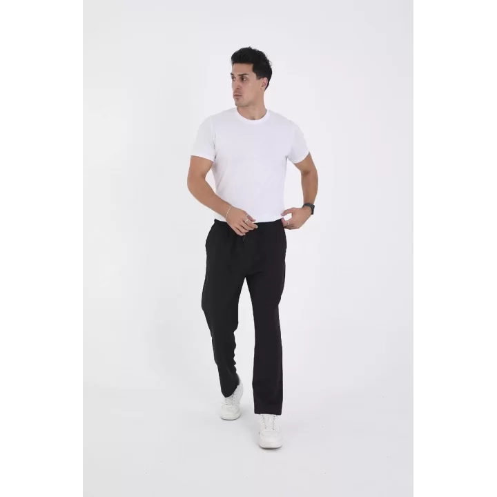 Kışlık Dabıl Kumaş Basic Eşofman Pantolon - Siyah