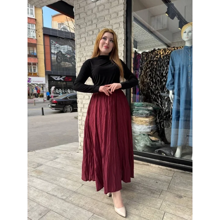 Kraş etek bordo