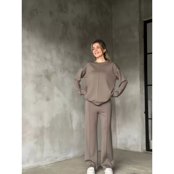 Osy Modal Yumuşak dokulu Kumaş Bisiklet Yaka Takım- Gri