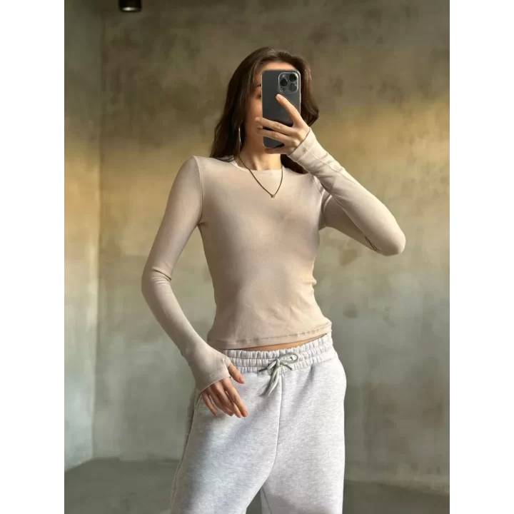 Parmak Geçmeli Buzi Body - Bej