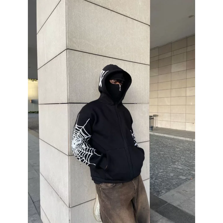 Samuray  kapüşonlu ZIP Fermuarlı kapüşonlu SweatShirt - Siyah