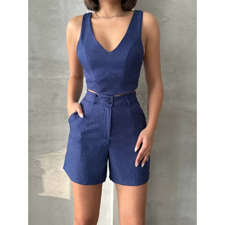 Şortlu keten takım
