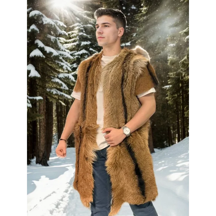 Unisex Kolsuz Uzun Yelek - Kahve