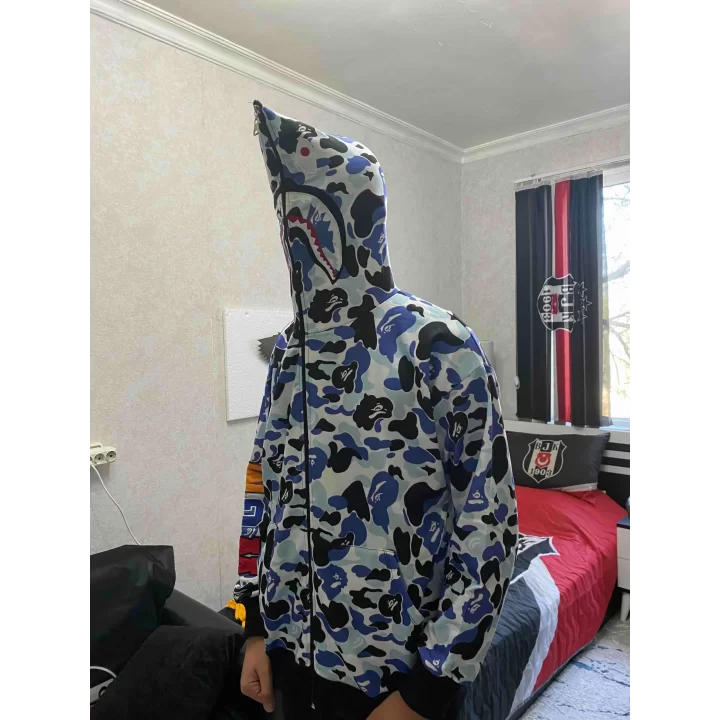 Unisex Pubg Bape x Shark Hoodie - Gri