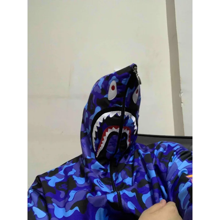 Unisex Pubg Bape x Shark Hoodie - Mavi