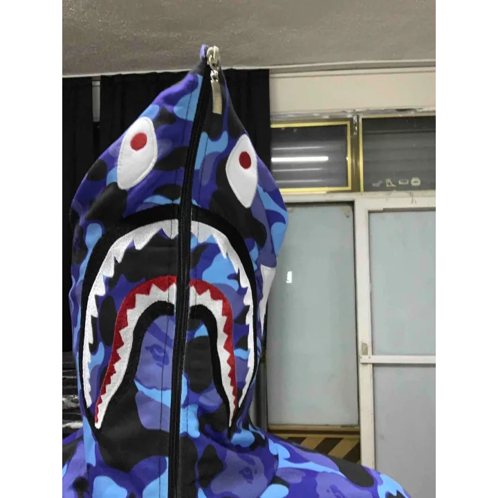 Unisex Pubg Bape x Shark Hoodie - Mavi