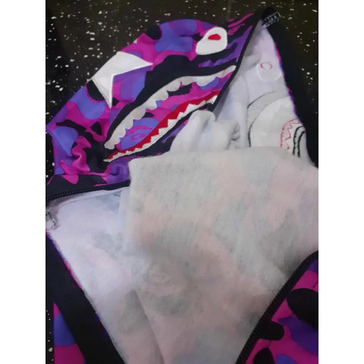 Unisex Pubg Bape x Shark Hoodie - Mor